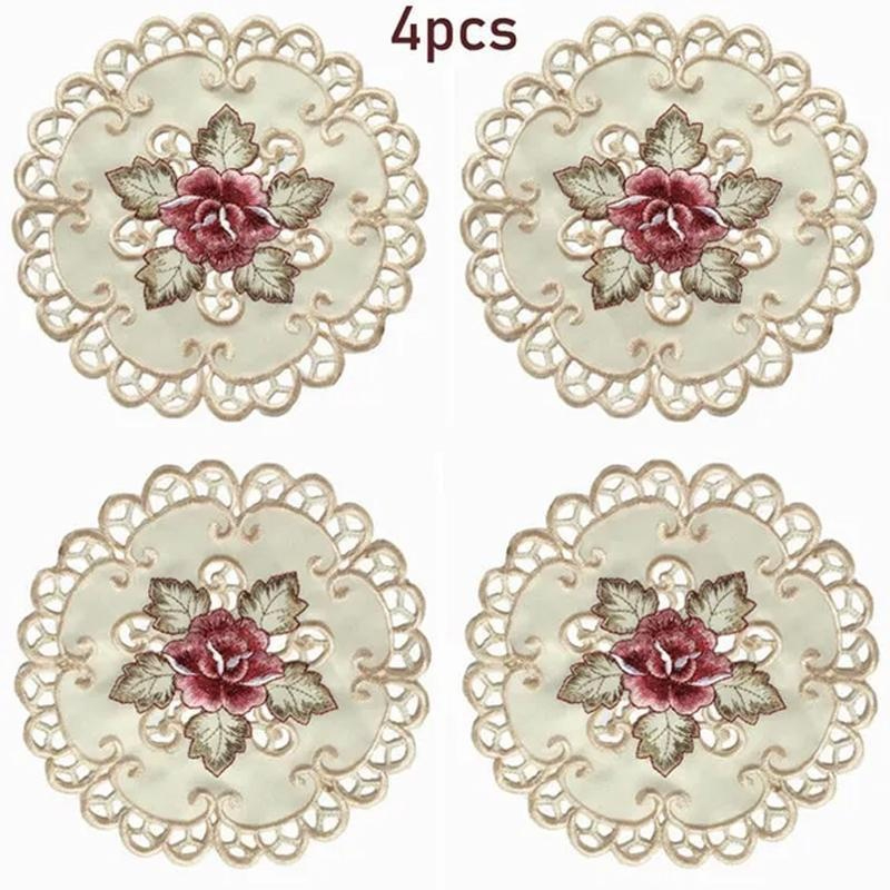 4pcs Round Embroidered Flower  - Conference Table Round ulasan dan harga