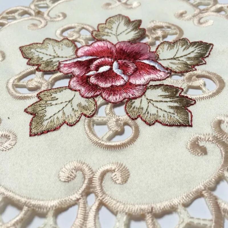4pcs Round Embroidered Flower  - Conference Table Round ulasan dan harga