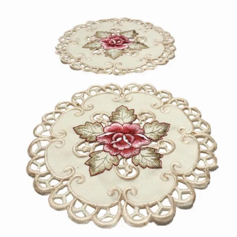 4pcs Round Embroidered Flower  - Conference Table Round ulasan dan harga