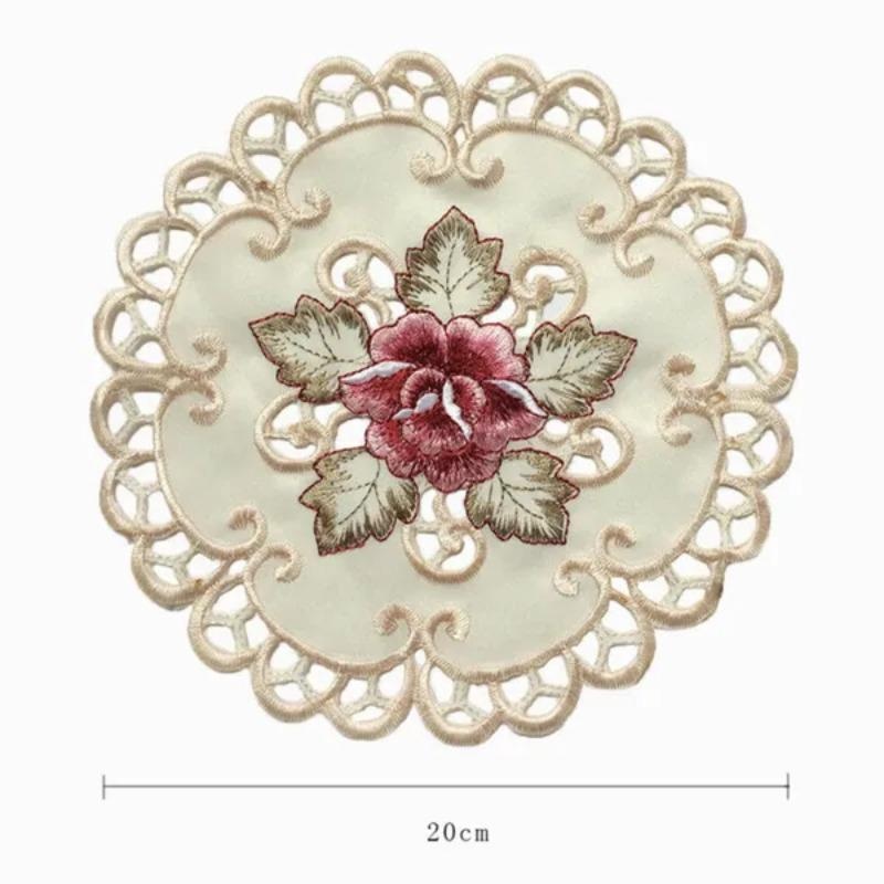 4pcs Round Embroidered Flower  - Conference Table Round ulasan dan harga
