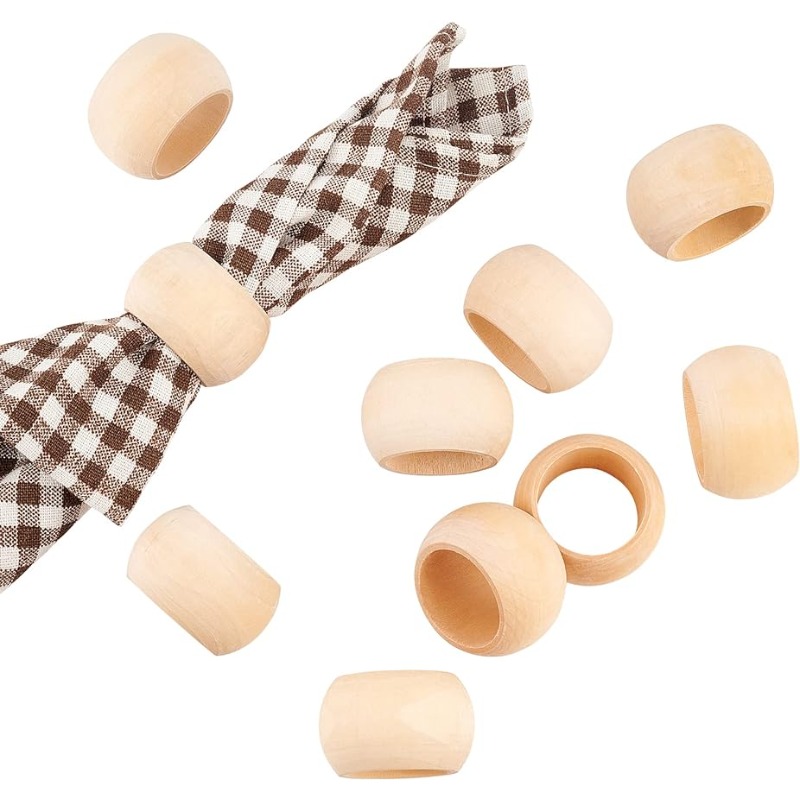 10pcs Wood Napkin Rings Servie - Conference Table Round ulasan dan harga