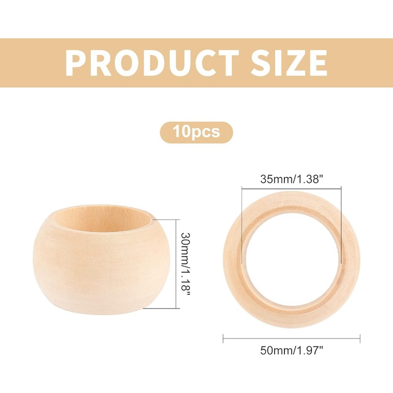 10pcs Wood Napkin Rings Servie - Conference Table Round ulasan dan harga