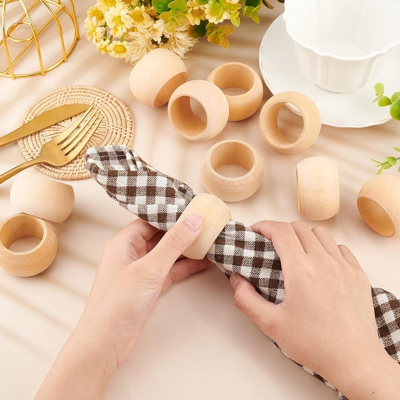 10pcs Wood Napkin Rings Servie - Conference Table Round ulasan dan harga