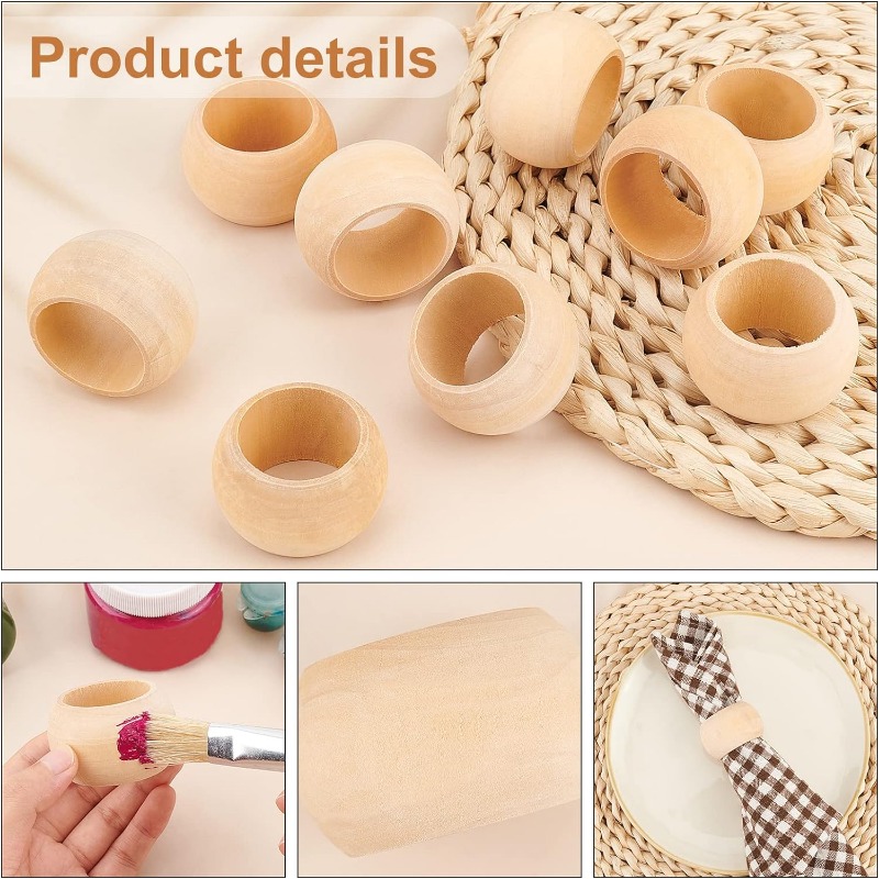 10pcs Wood Napkin Rings Servie - Conference Table Round ulasan dan harga
