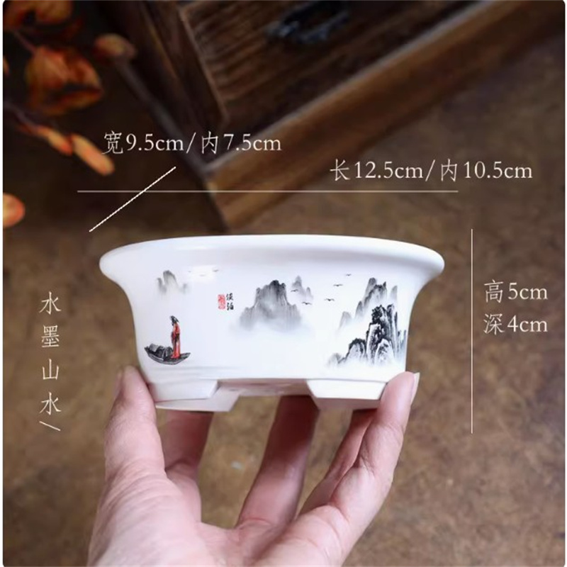 Porcelain White Oval Bonsai Po - Conference Table Round ulasan dan harga