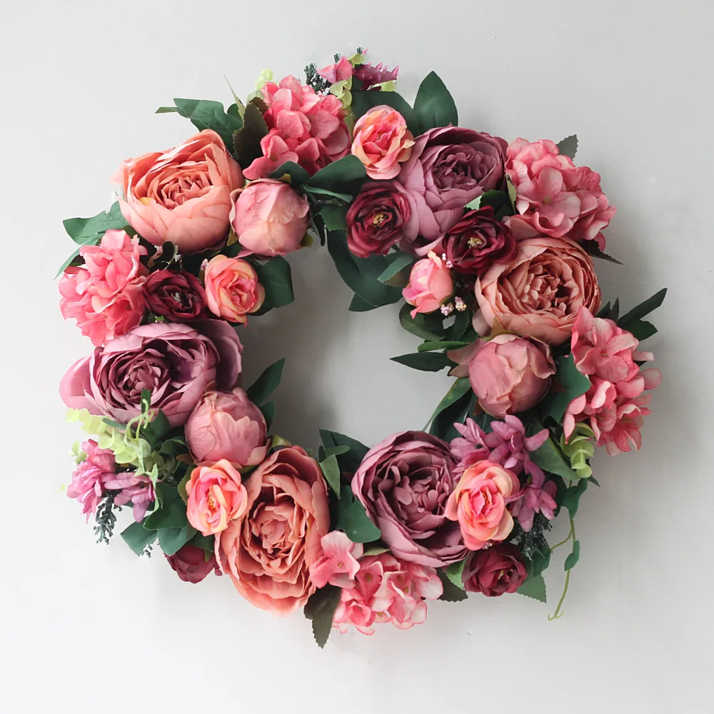 Artificial Peony Wreath Garlan - Conference Table Round ulasan dan harga